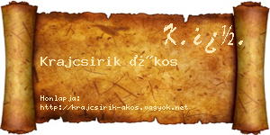 Krajcsirik Ákos névjegykártya